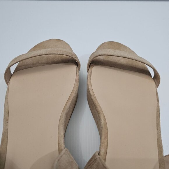 NEW Stuart Weitzman Boardwalk 65 Wedge Sandal Platform Sandalwood Tan Suede 11 - Picture 10 of 13
